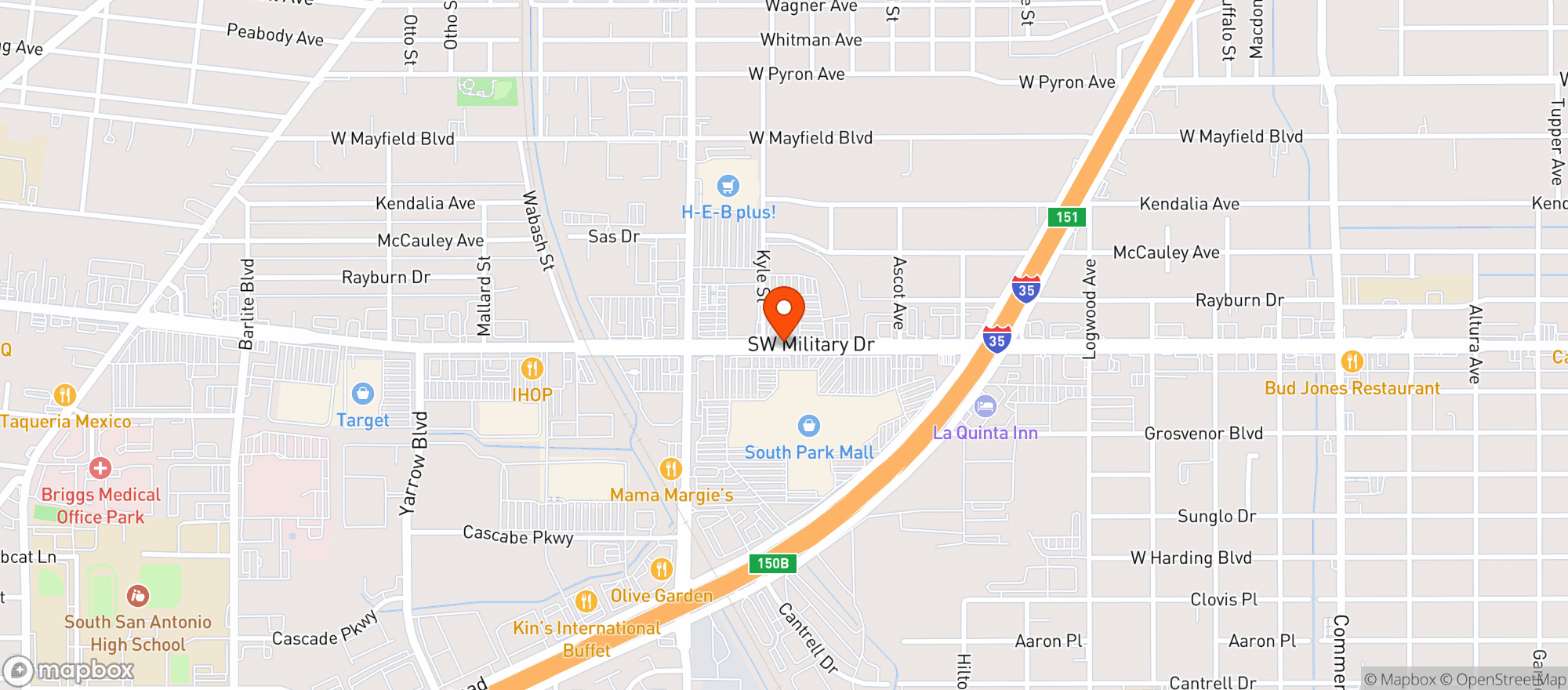 Map showing La Michoacana Meat Market