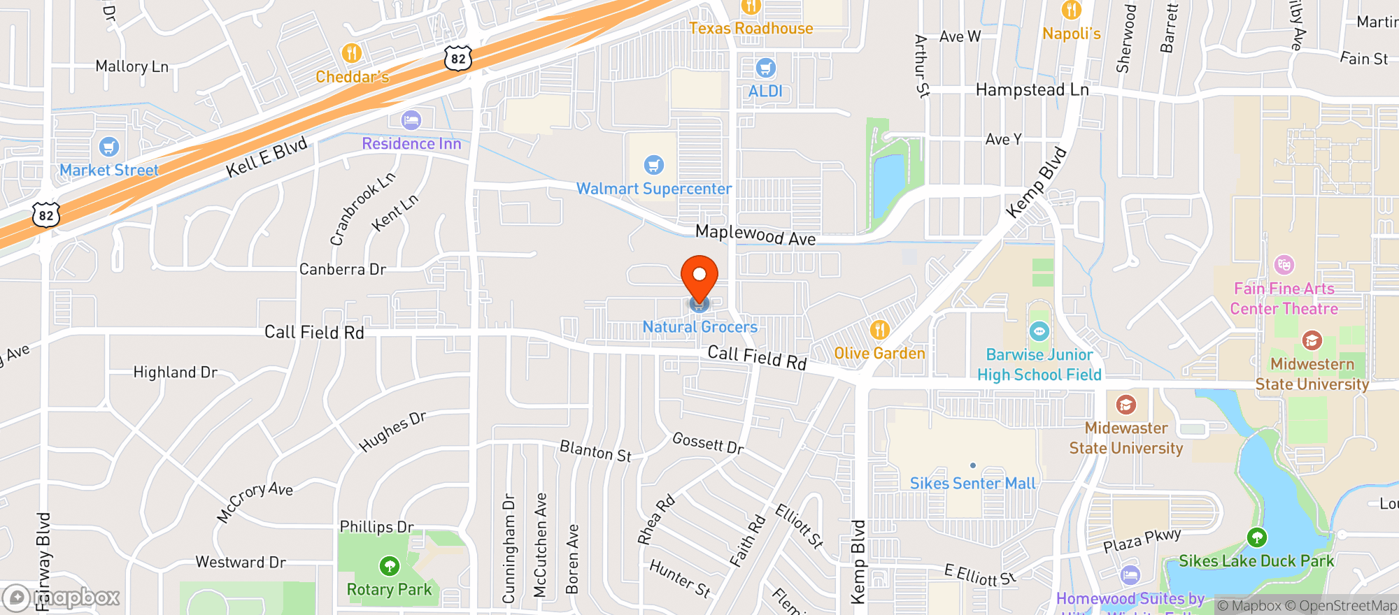 Map showing Natural Grocers by Vitamin Cottage - Natural Grocers by VC_Wichita Falls (WF) - 00530078