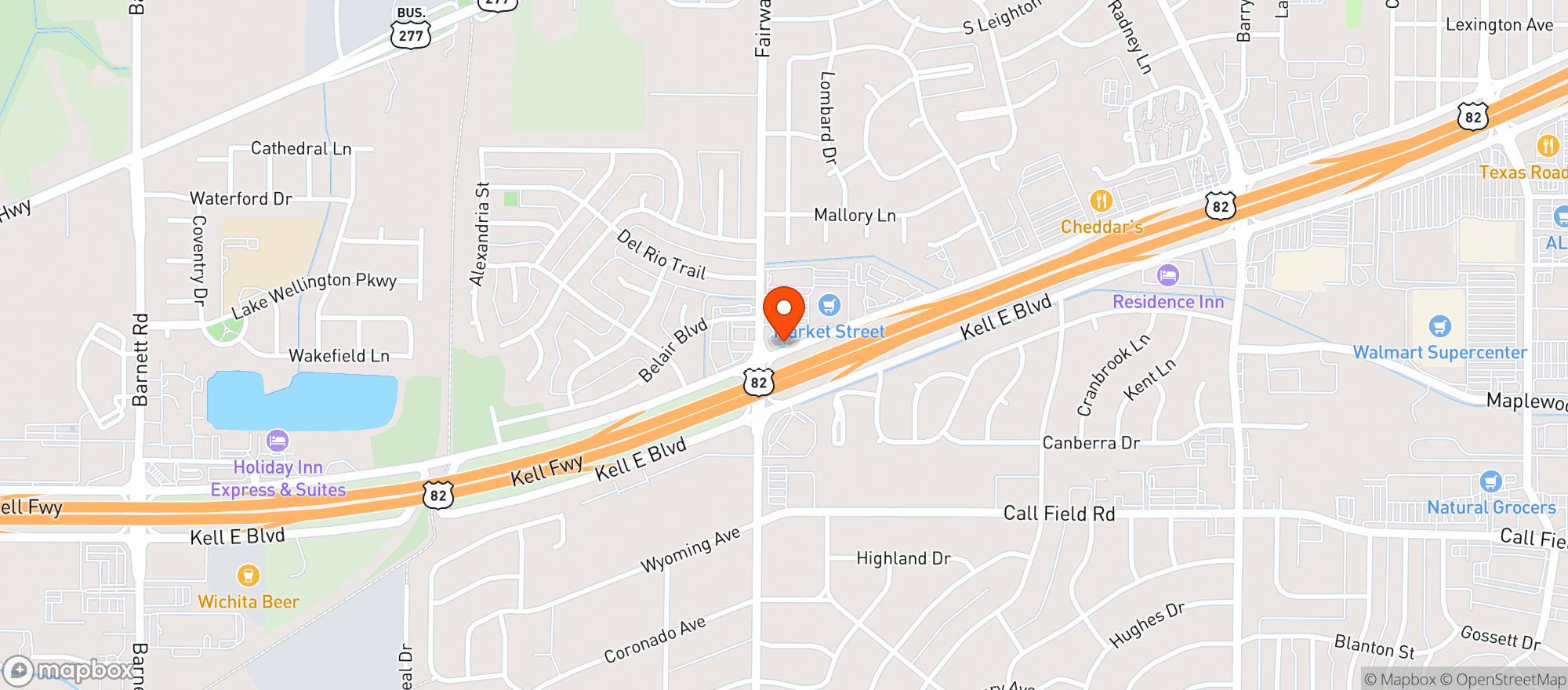 Map showing Market Street