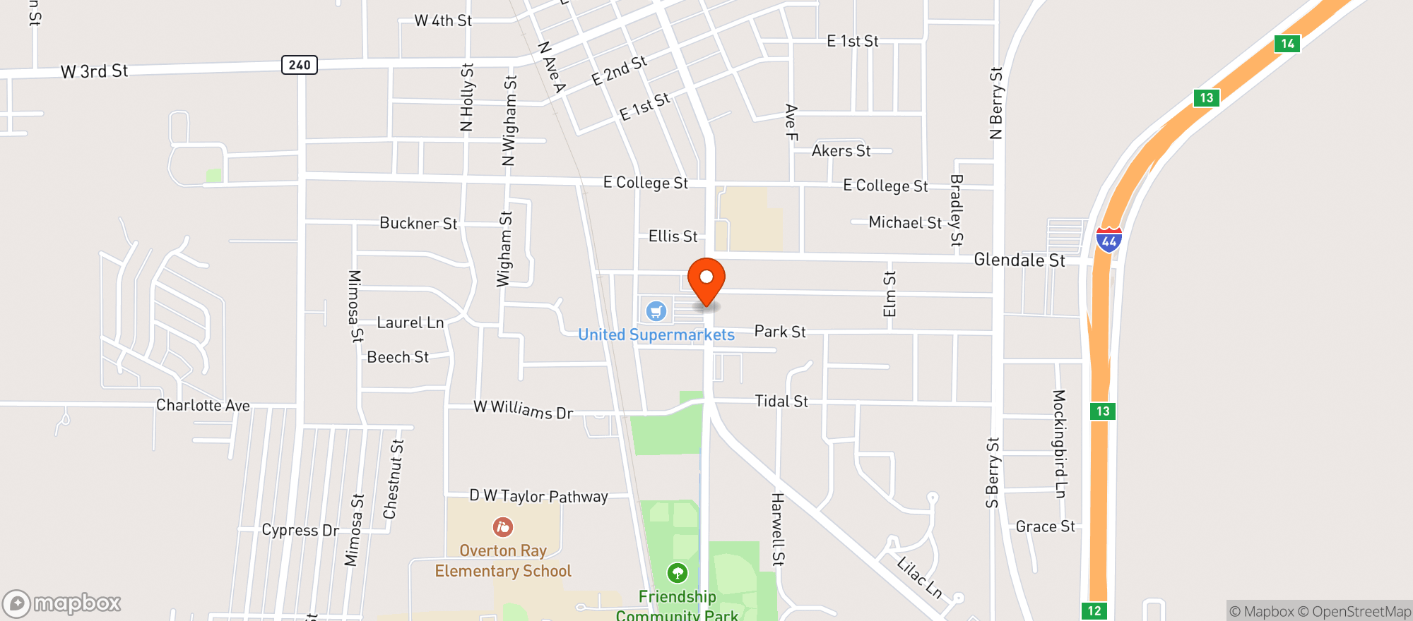 Map showing United Supermarkets