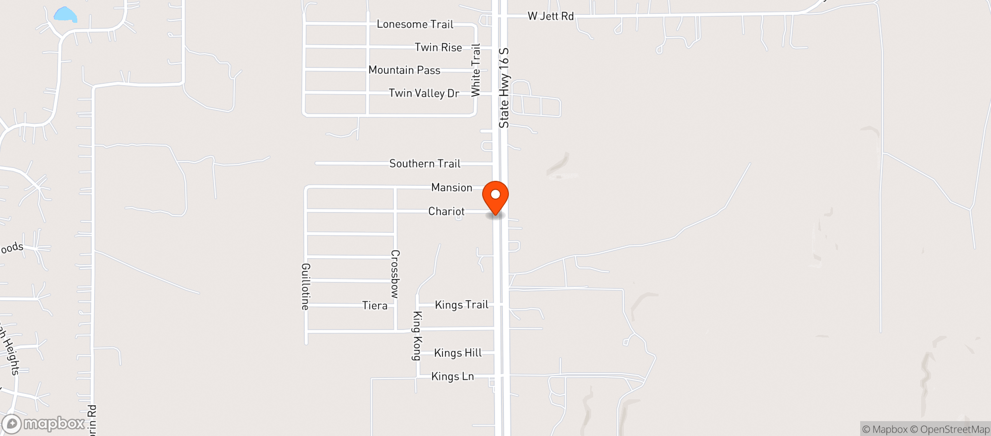 Map showing HWY 16 FOOD MART