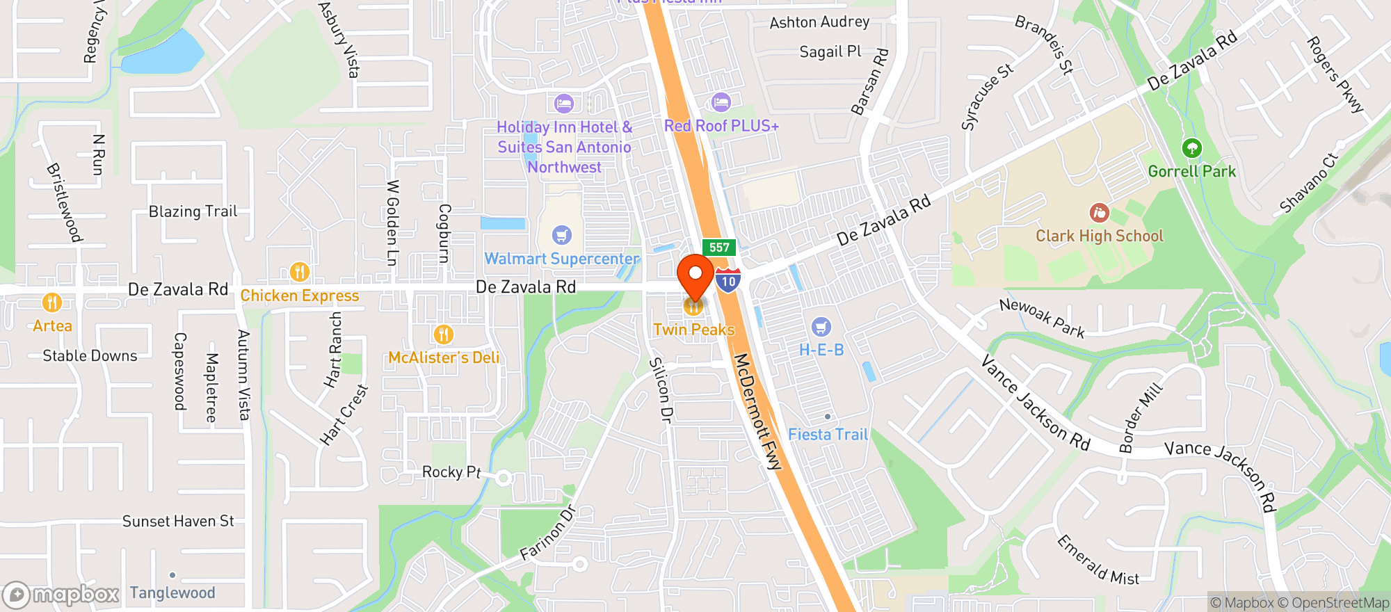 Map showing Twin Peaks Restaurant #10