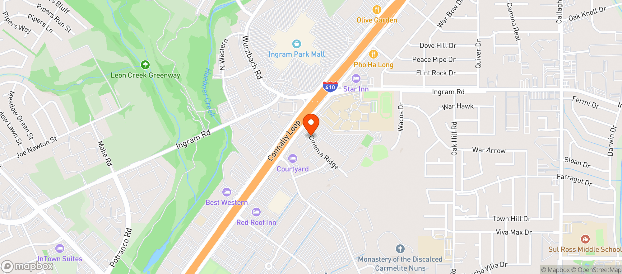 Map showing Texas Roadhouse