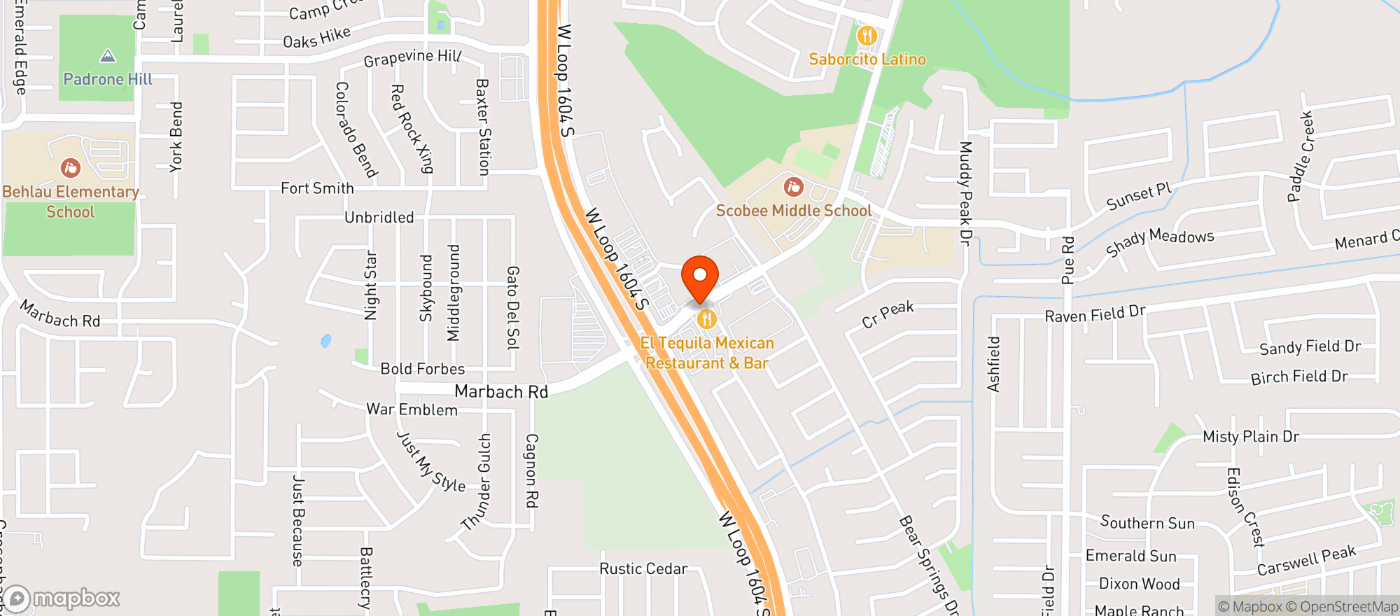 Map showing El Tequila Mexican & Bar