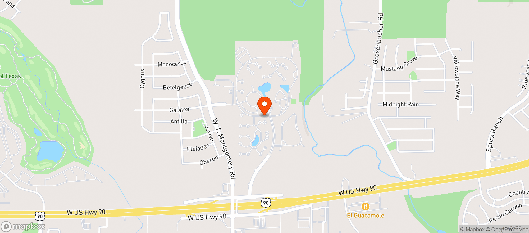 Map showing Blue Skies Restaurant