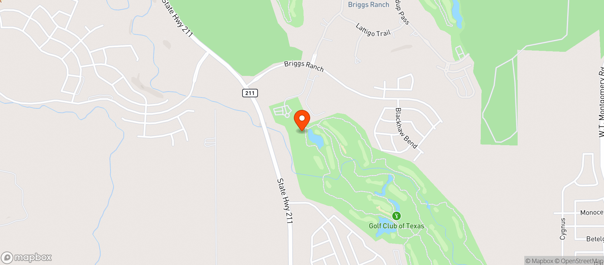 Map showing Golf Club Of Texas