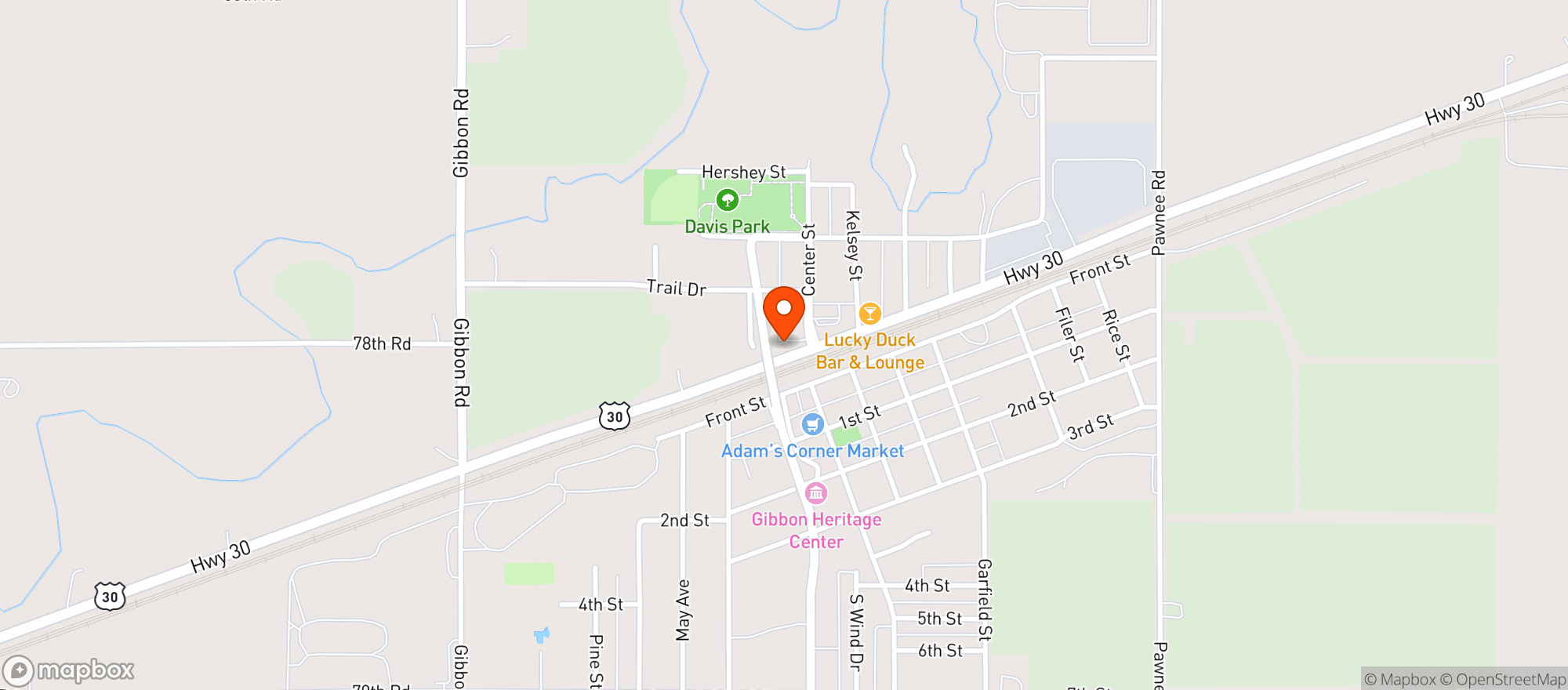 Map showing Kwik Stop #22