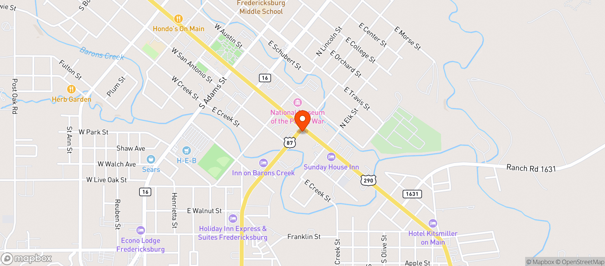 Map showing Pharm Road Fredericksburg