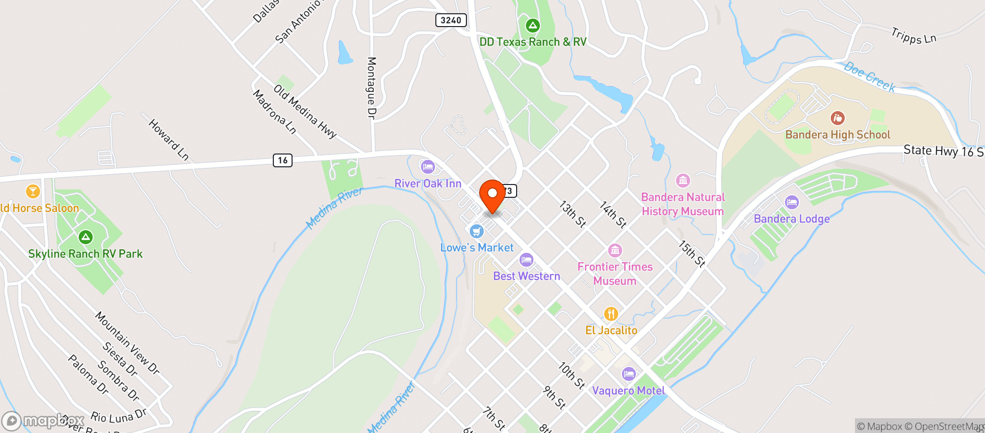 Map showing LOWE'S MARKET (BANDERA)