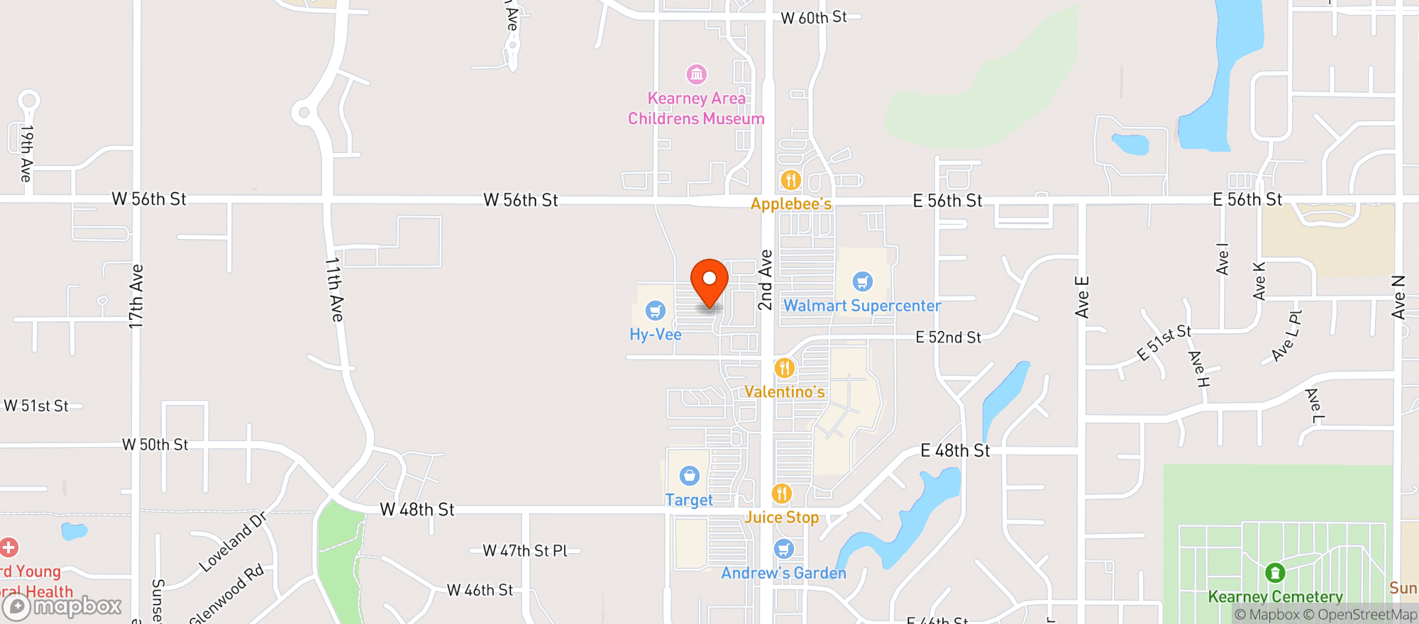 Map showing Hy Vee Food Store #1323