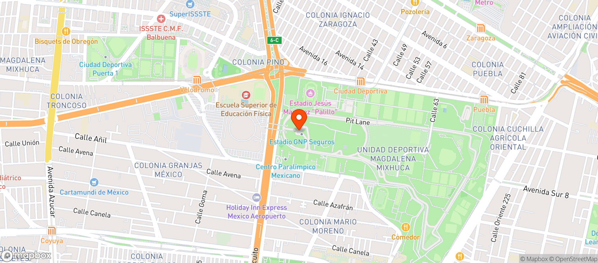 Map showing Estadio Gnp Seguros