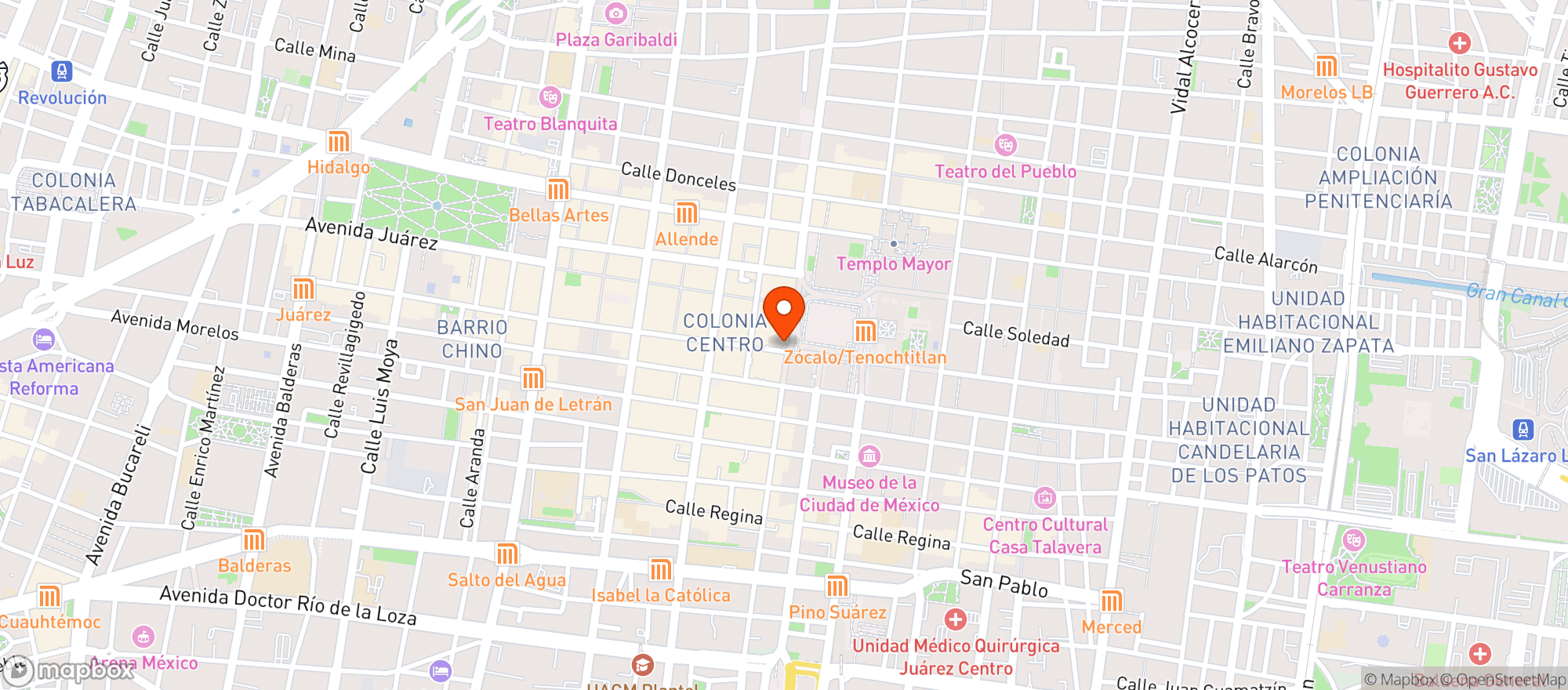 Map showing Gran Hotel Ciudad De México