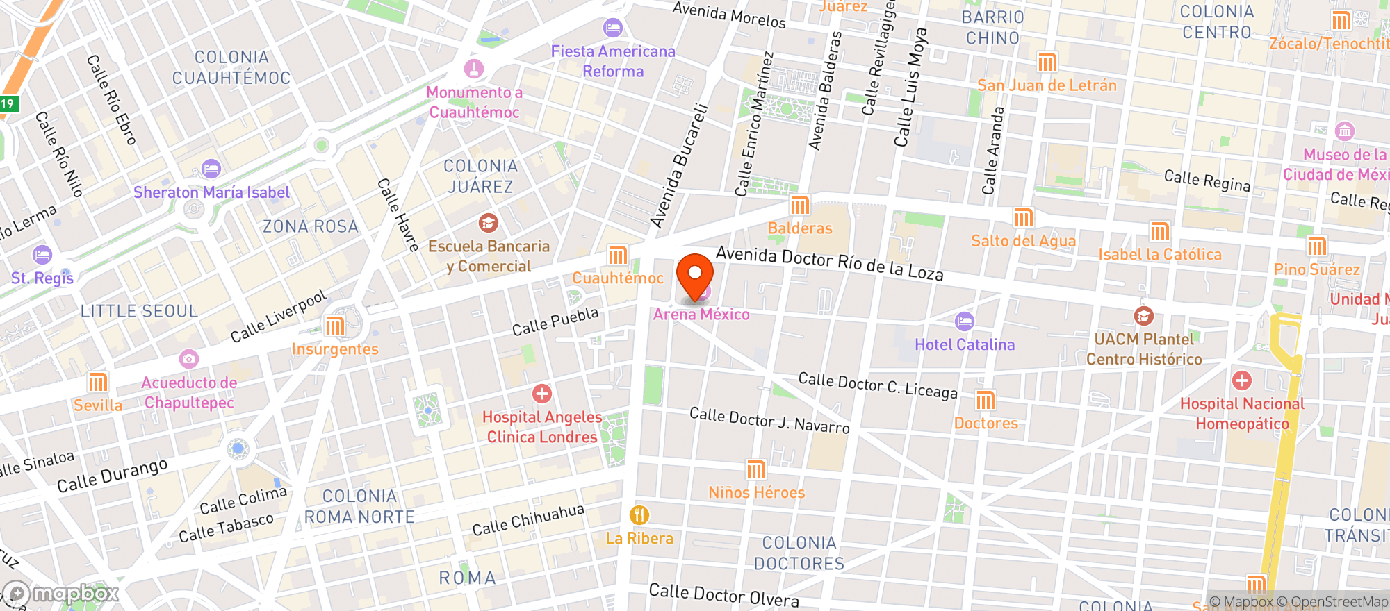Map showing Arena México