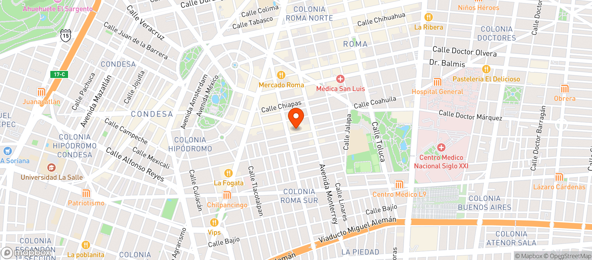 Map showing Mercado Melchor Ocampo (medellín)