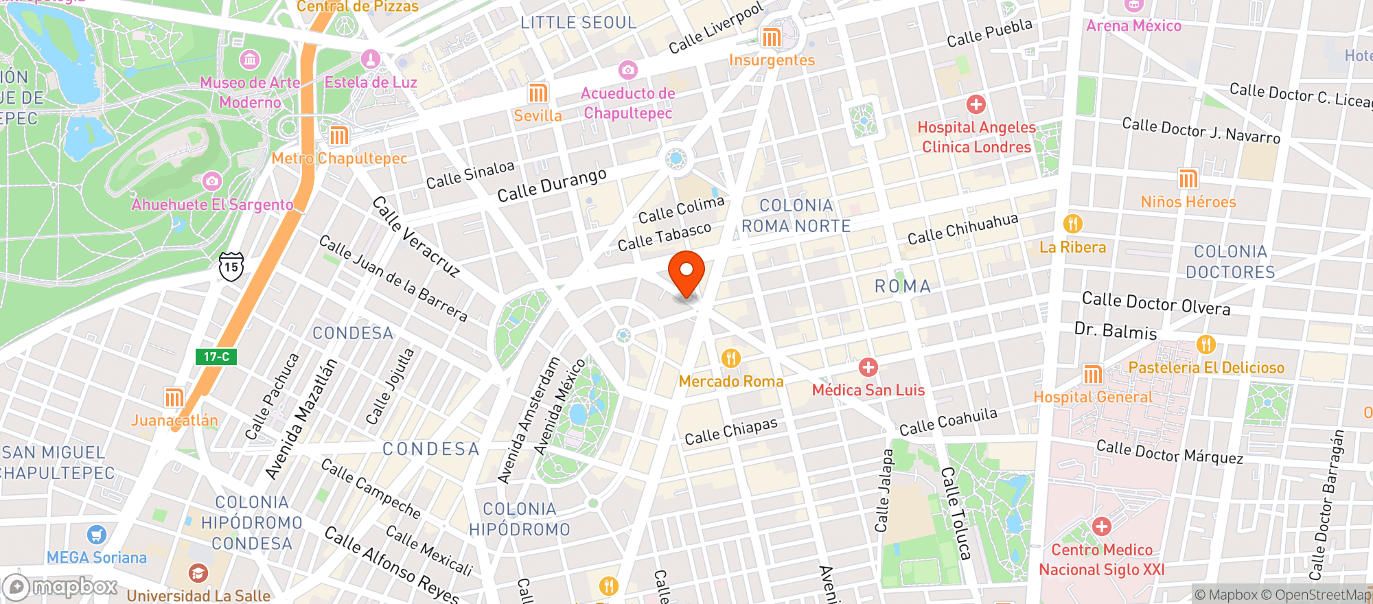 Map showing Hotel Roosevelt