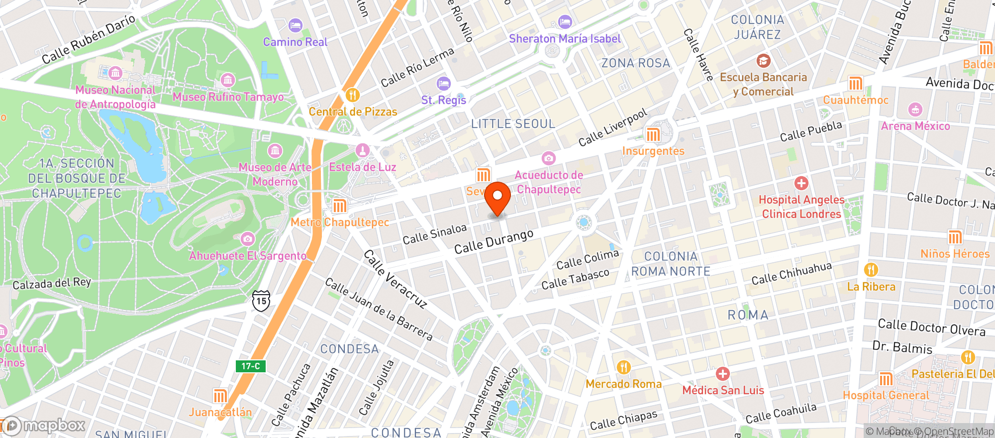 Map showing Lorea Restaurante
