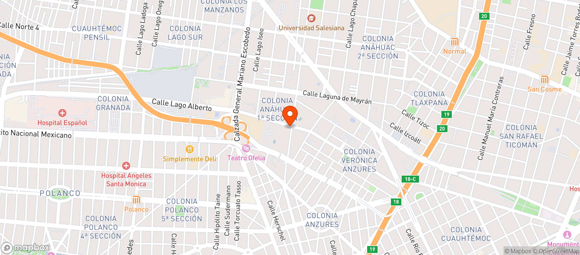 Map showing La Comer