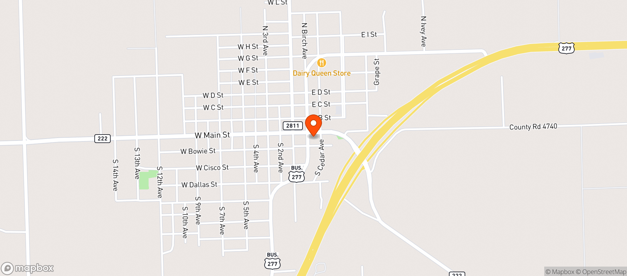 Map showing Allsup's