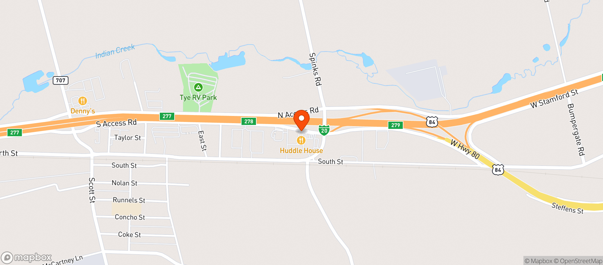 Map showing Yesway