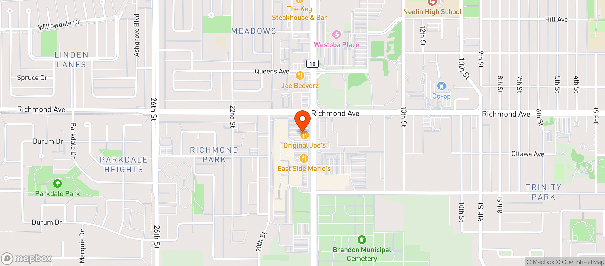 Map showing Sobeys #9518 Brandon South