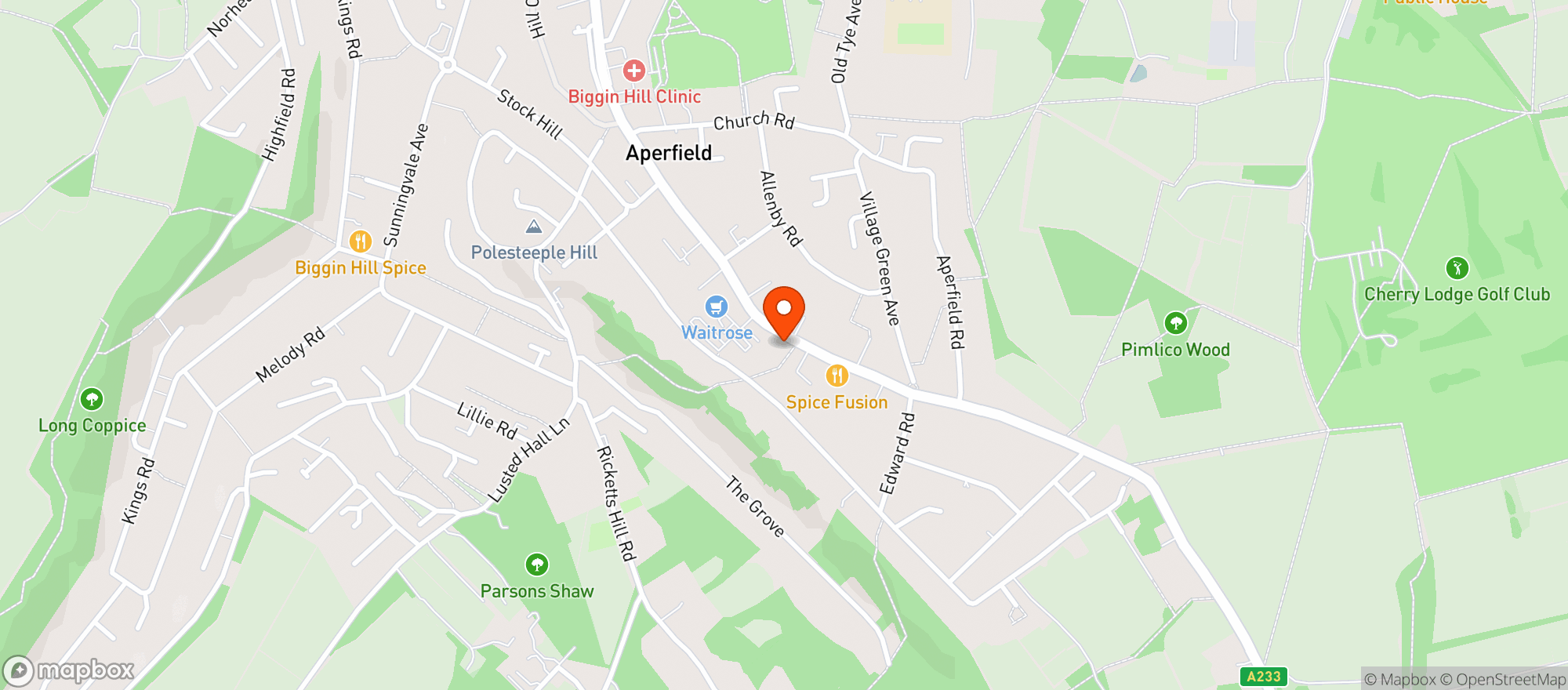 Map showing Waitrose Biggin Hill