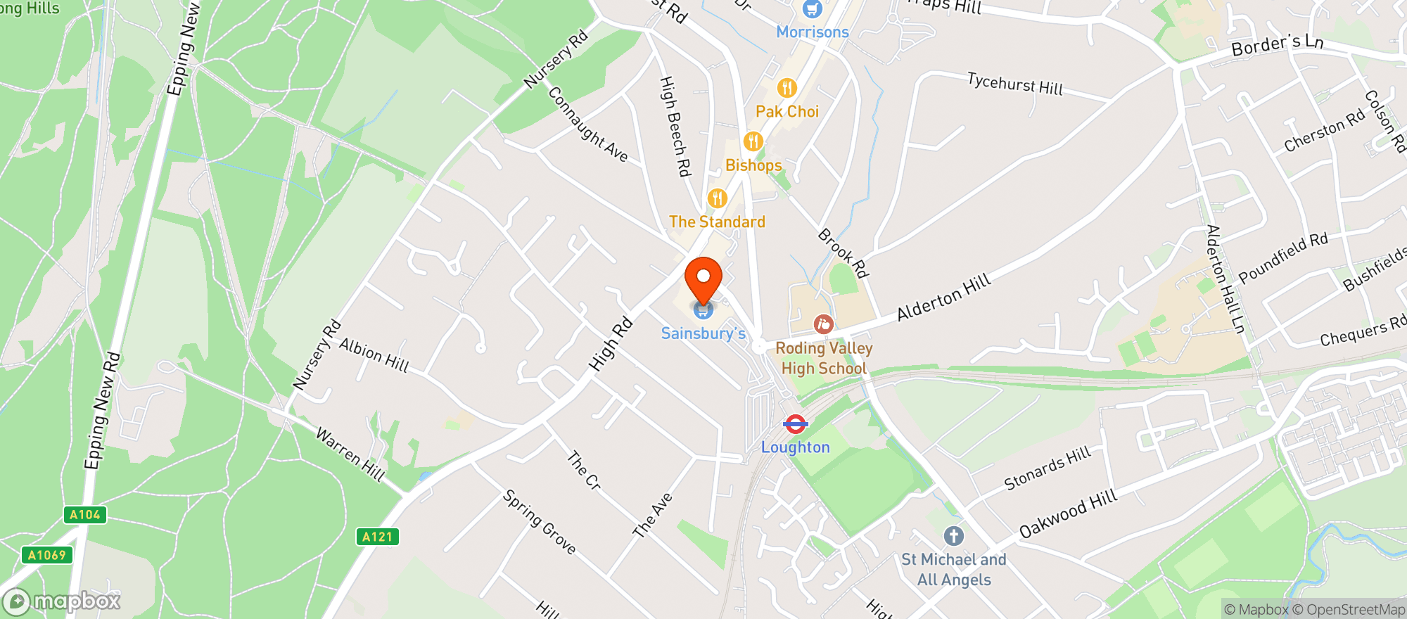 Map showing Sainsbury's