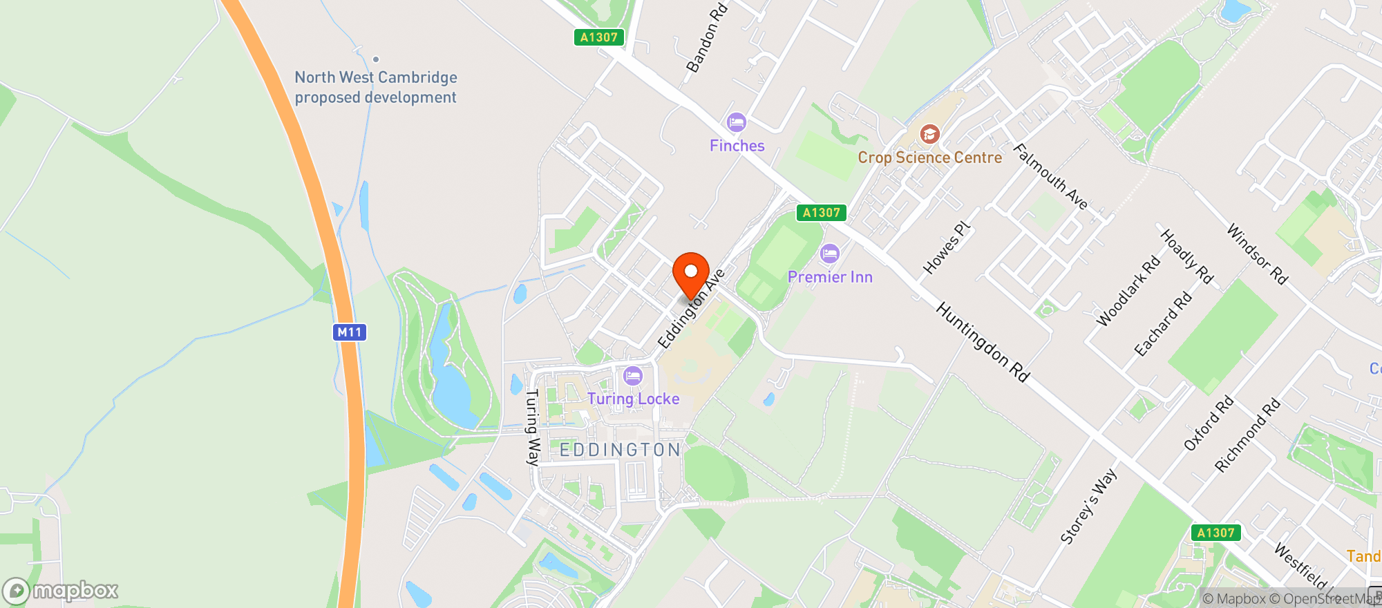 Map showing Sainsburys Cambridge Eddington Avenue