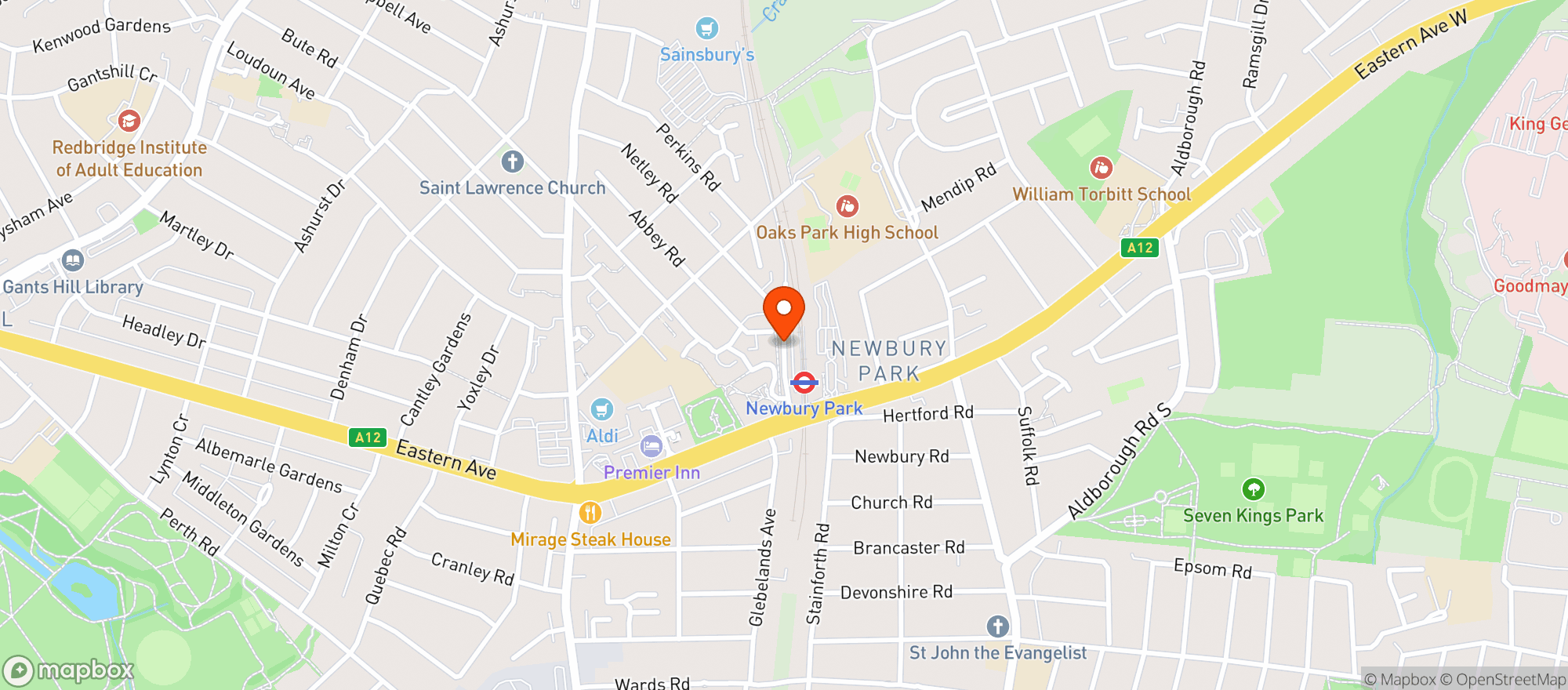Map showing Sainsburys Newbury Park