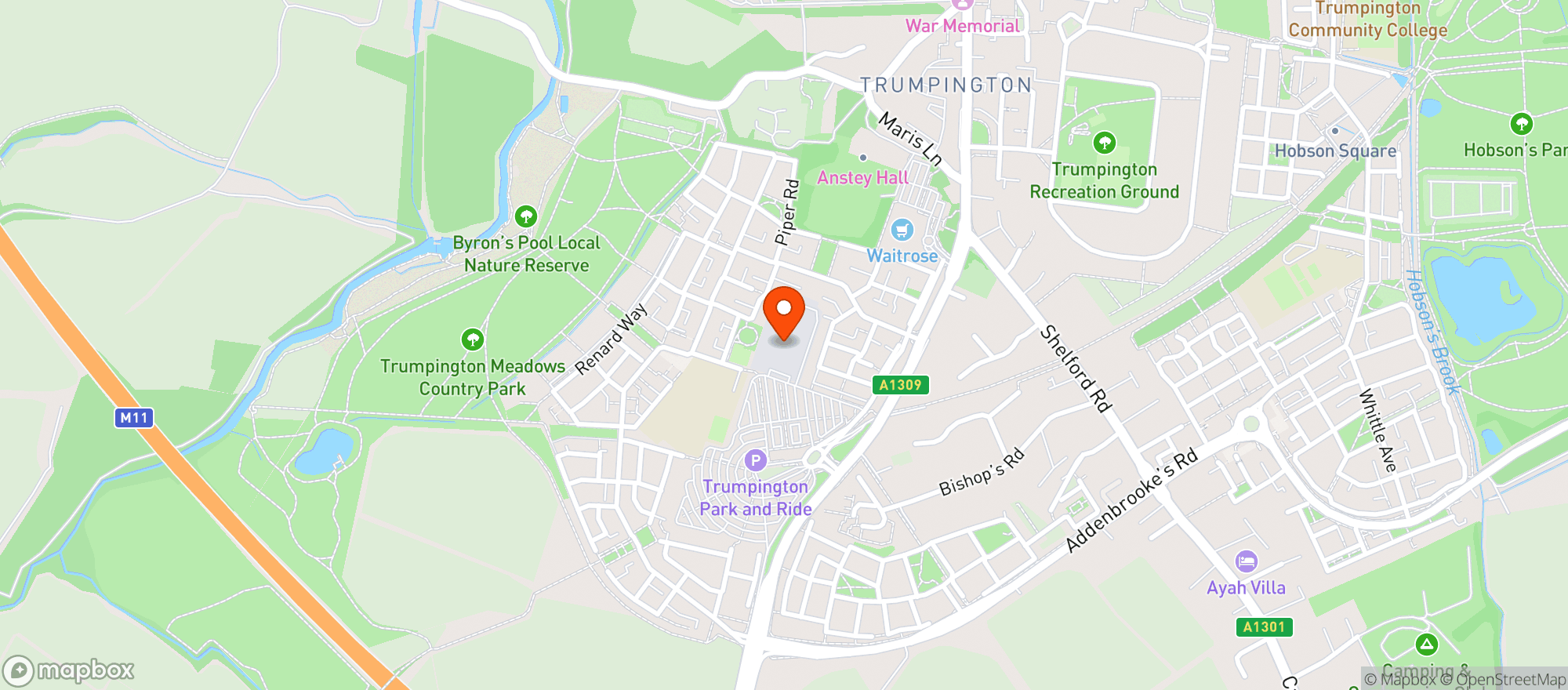 Map showing Waitrose Cambridge