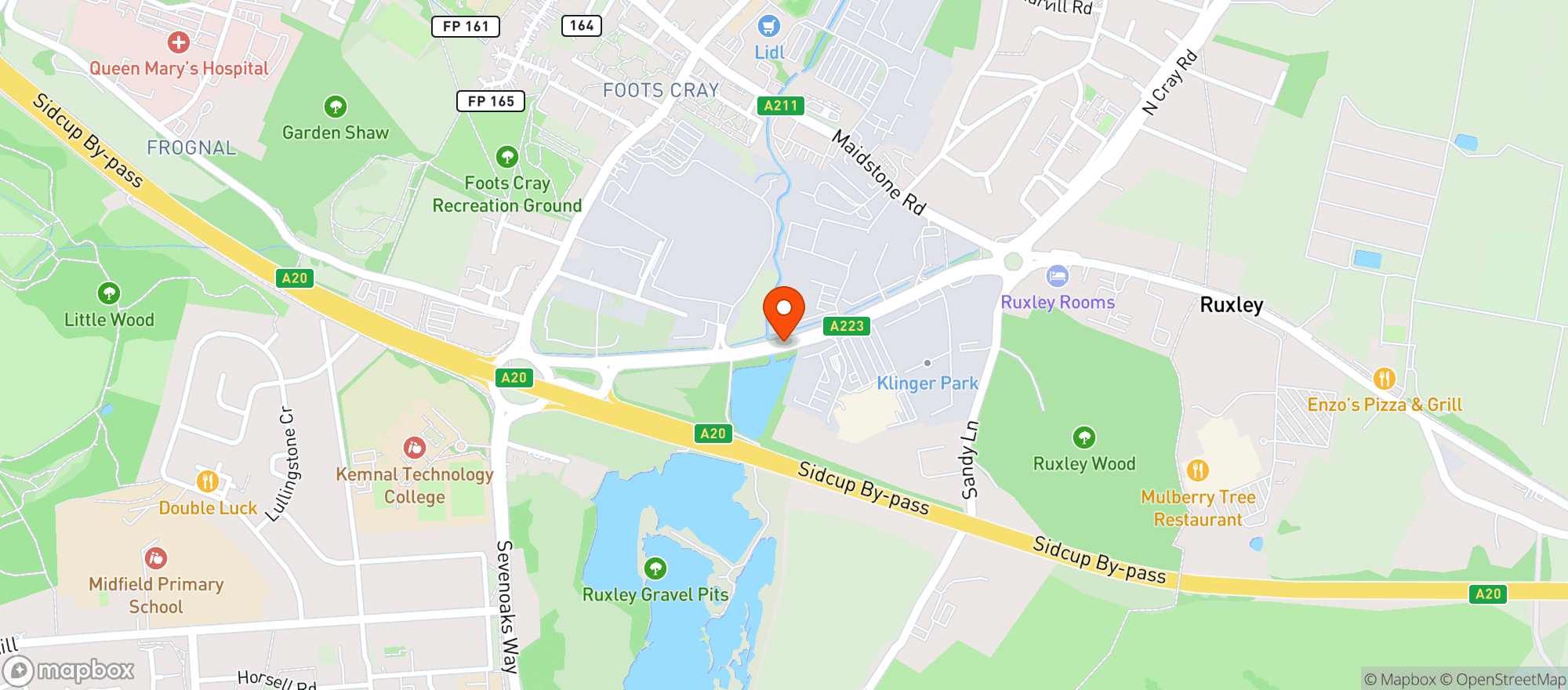 Map showing Tesco Superstore Sidcup