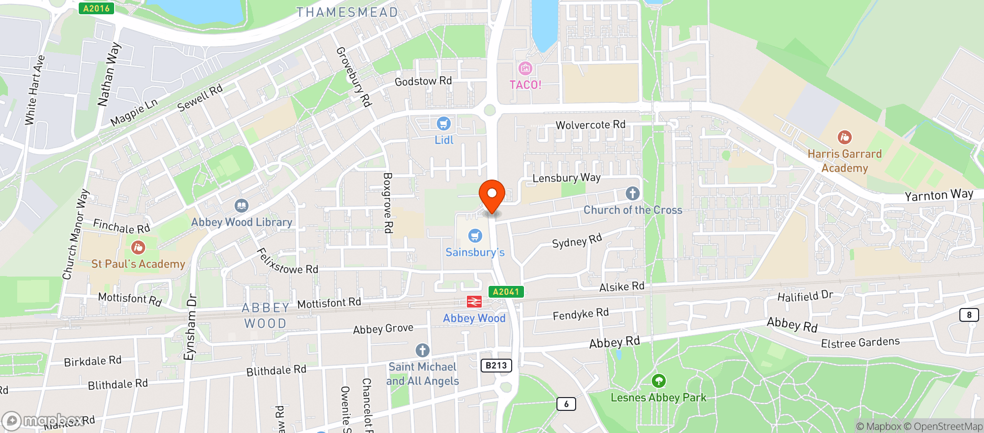 Map showing Sainsburys Abbey Wood