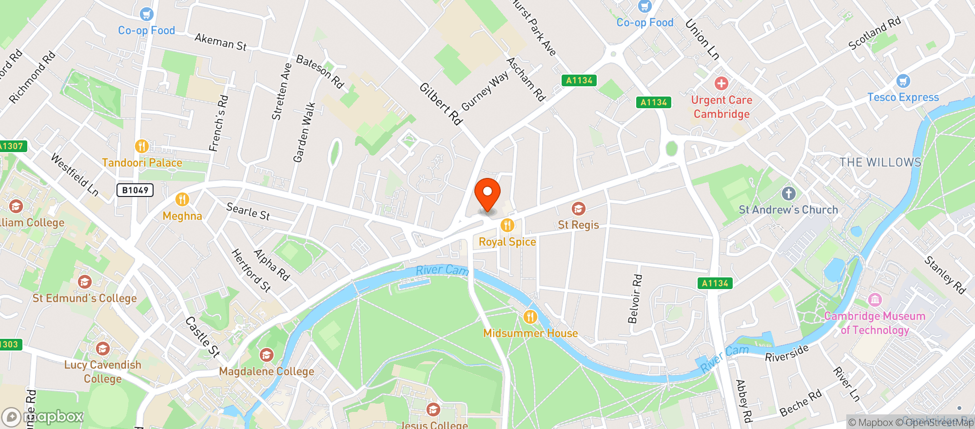 Map showing Thirsty