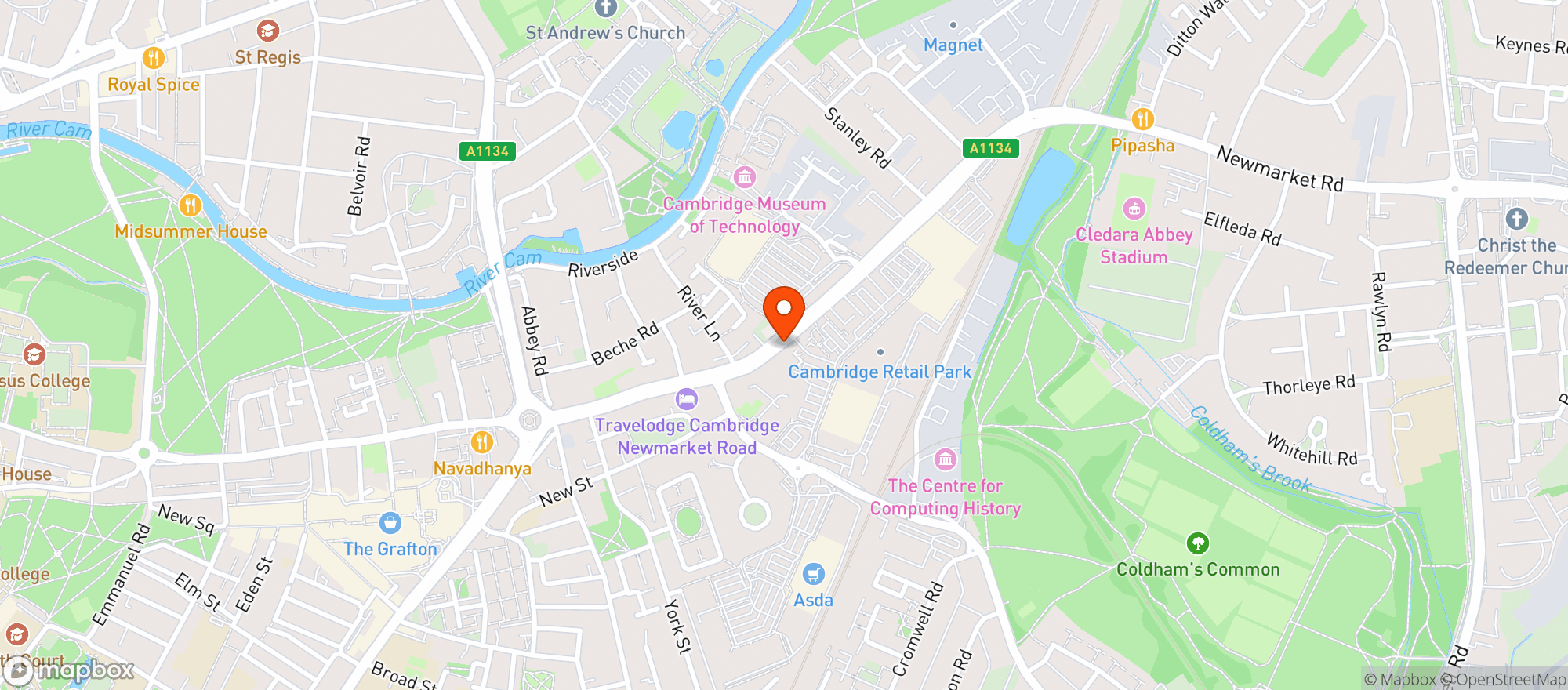 Map showing Majestic Cambridge