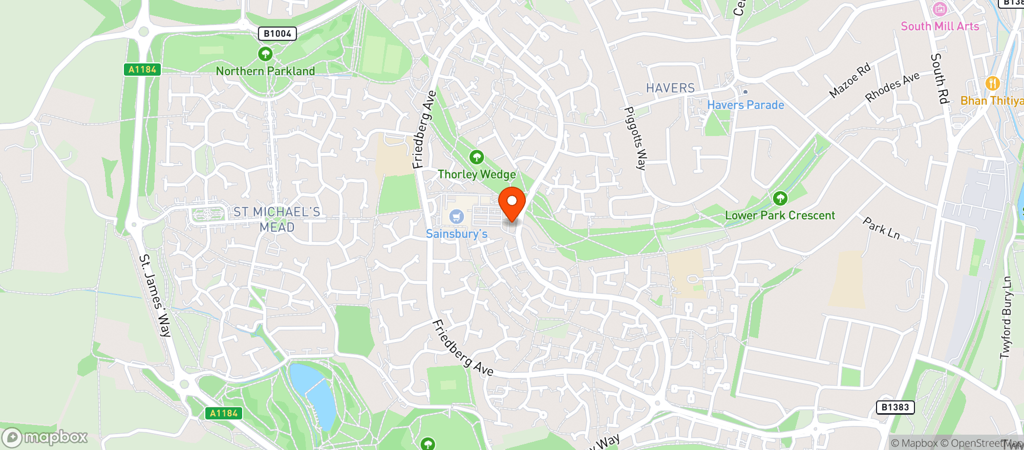 Map showing Sainsburys Thorley