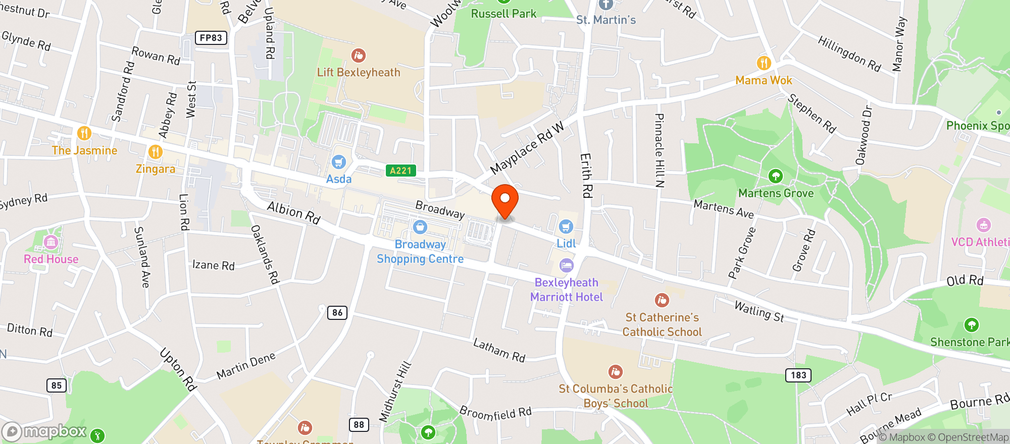 Map showing Sainsburys Bexleyheath