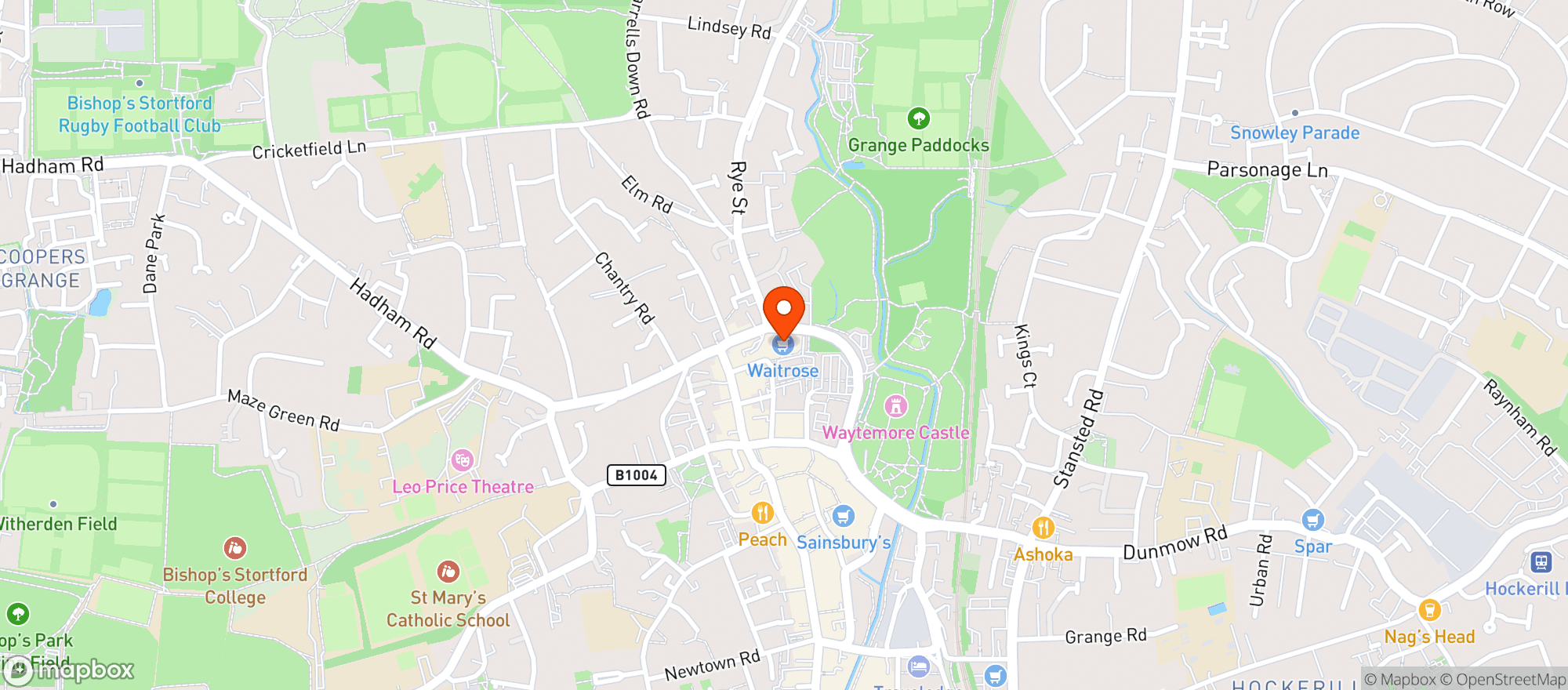 Map showing Waitrose Bishop's Stortford