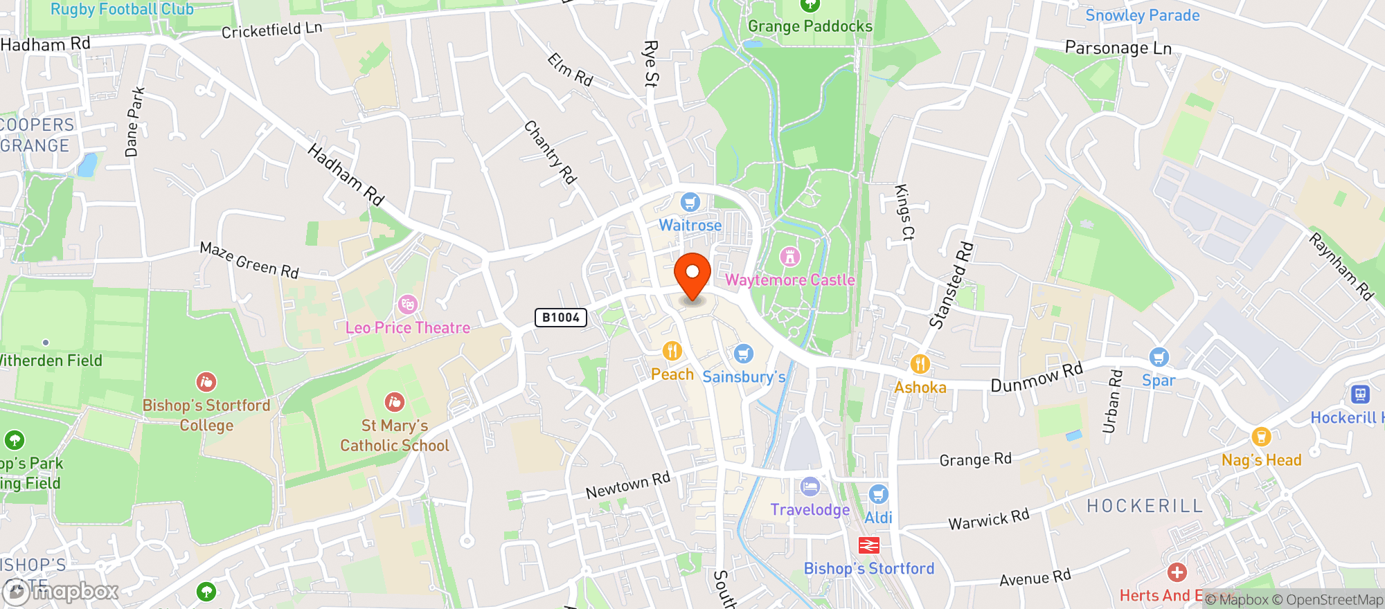 Map showing Sainsburys Bishops Stortford