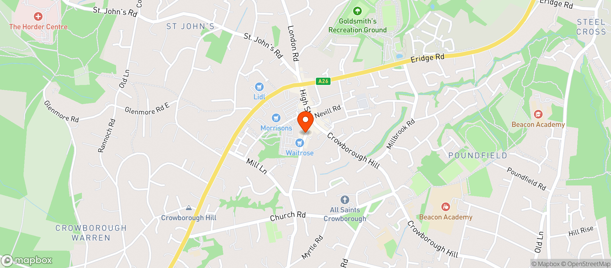 Map showing Waitrose Crowborough
