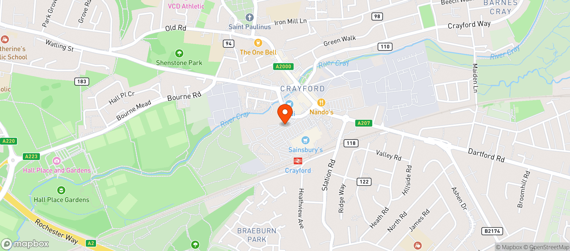 Map showing Sainsburys Crayford