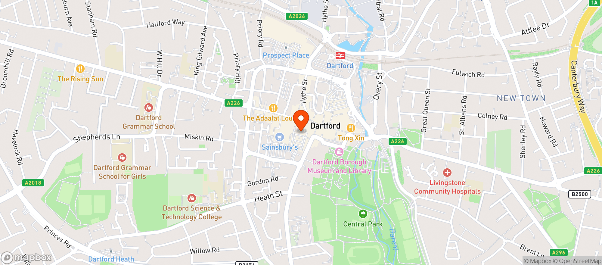 Map showing Sainsburys Dartford