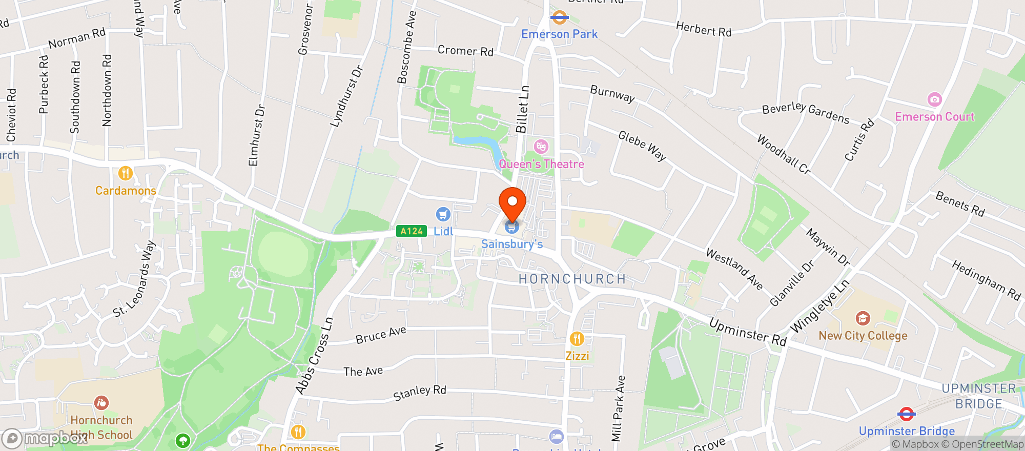 Map showing Sainsburys Hornchurch