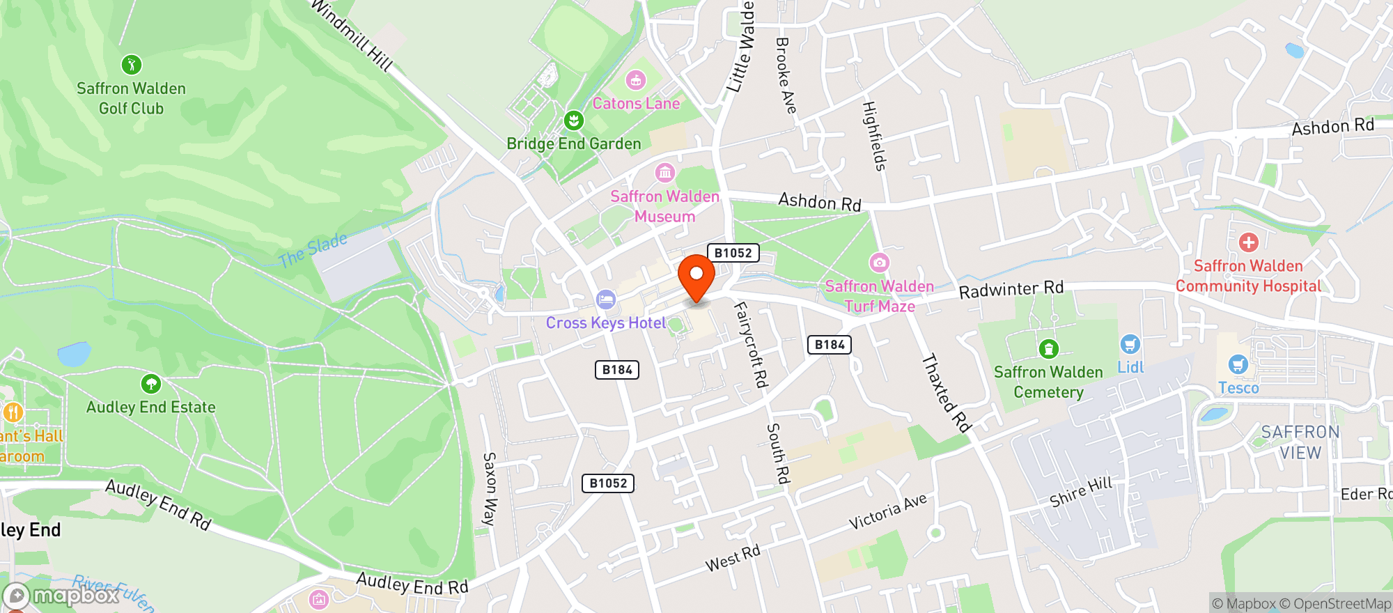 Map showing Waitrose Saffron Walden