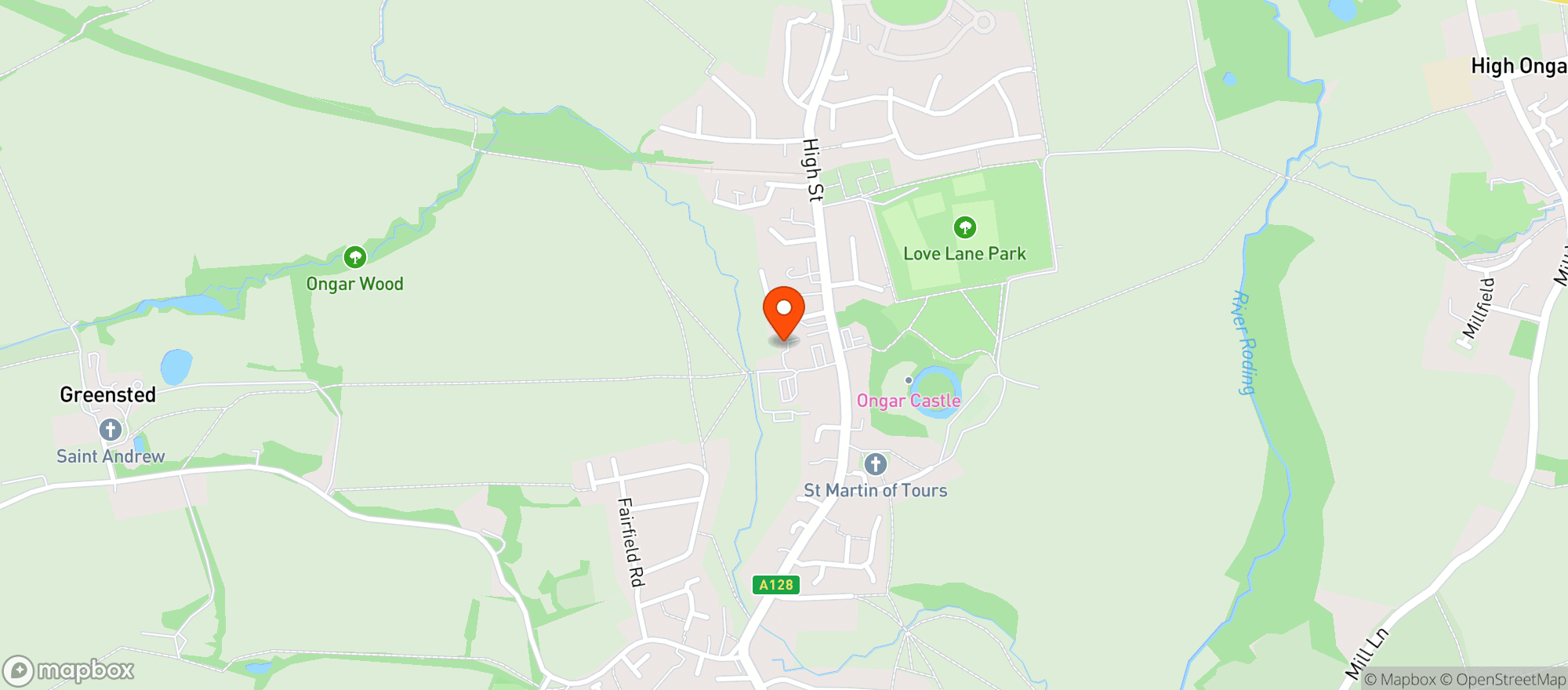 Map showing Sainsburys Chipping Ongar