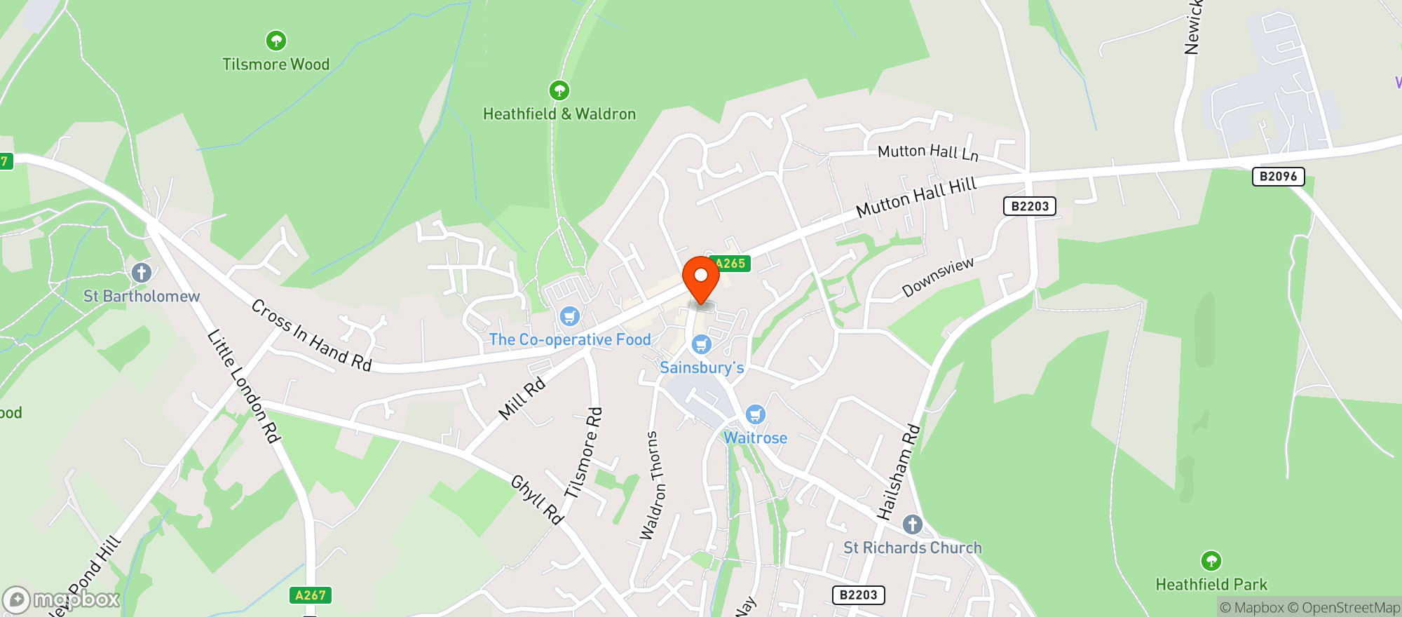 Map showing Sainsburys Heathfield High Street
