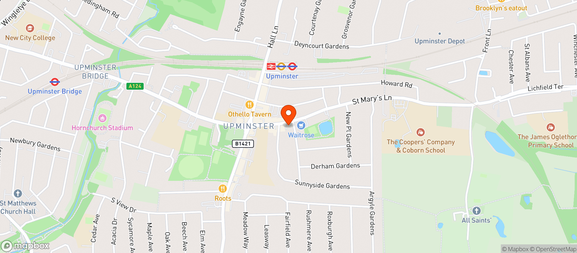 Map showing Waitrose Upminster