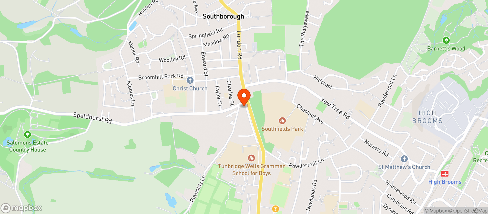 Map showing Majestic Tunbridge Wells