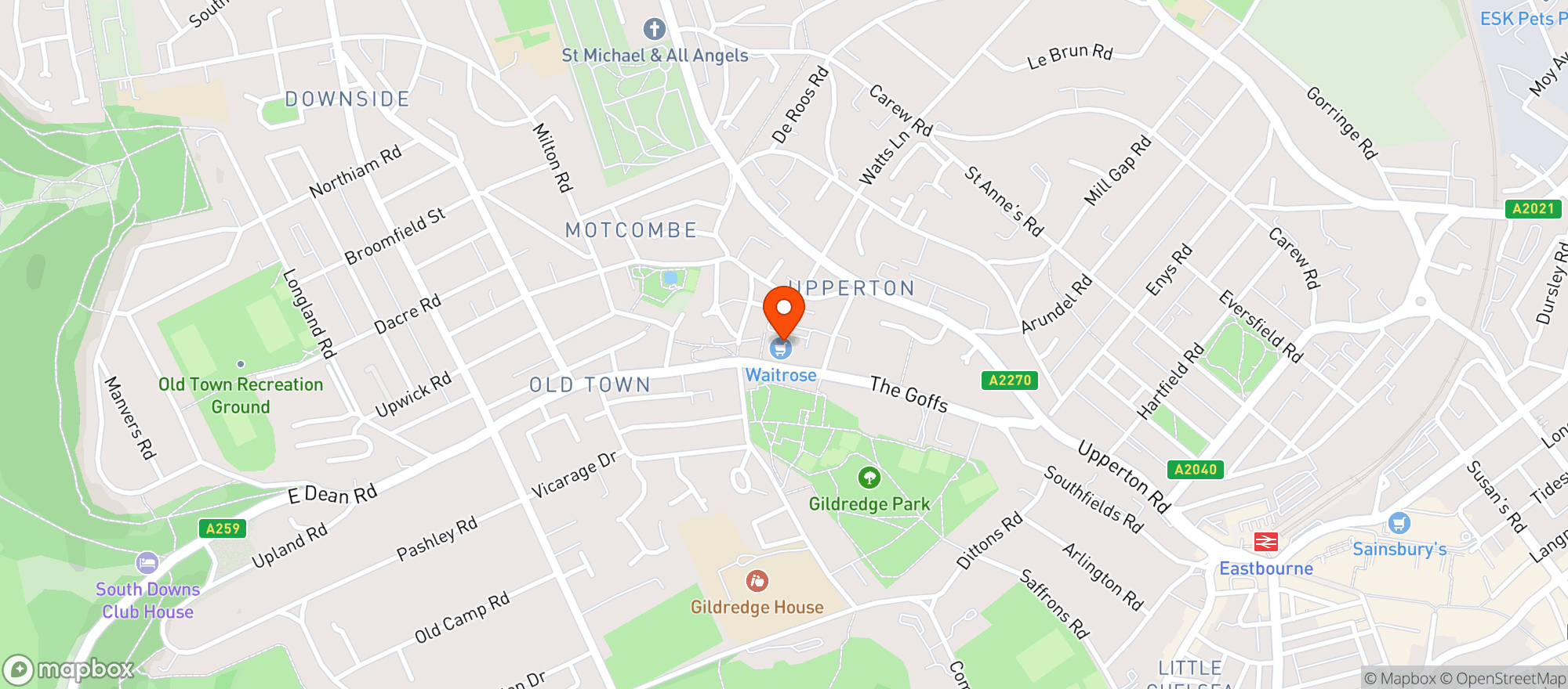 Map showing Waitrose Eastbourne