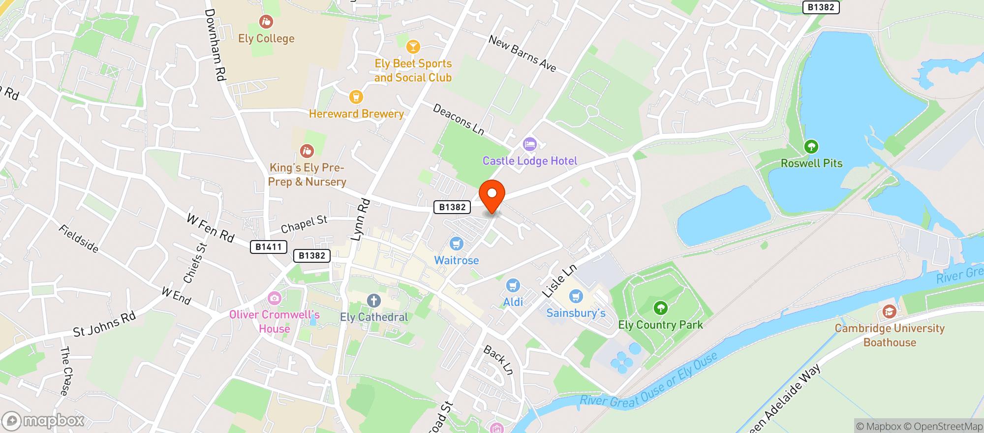 Map showing Waitrose Ely