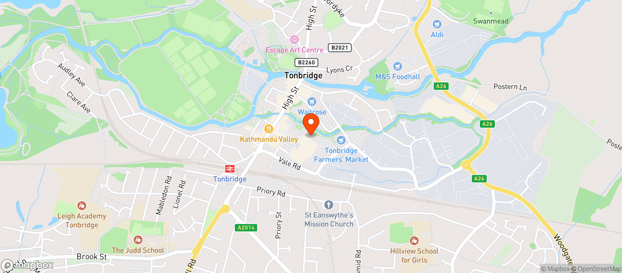 Map showing Sainsburys Tonbridge