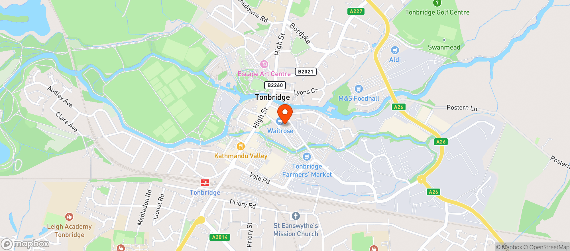 Map showing Waitrose Tonbridge